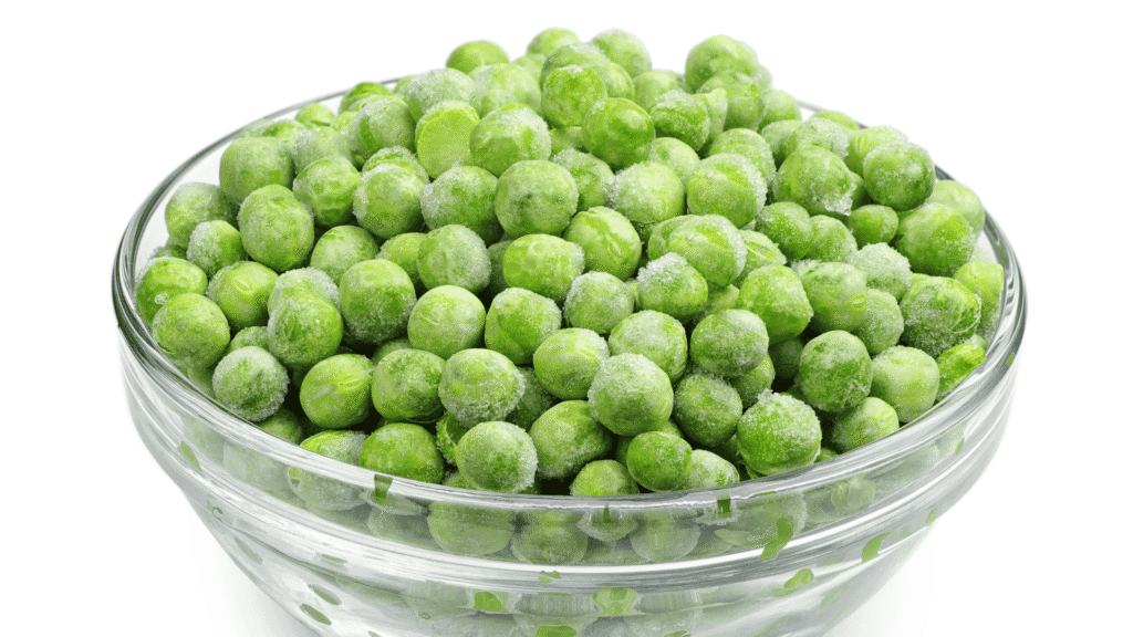 frozen peas in a bowl